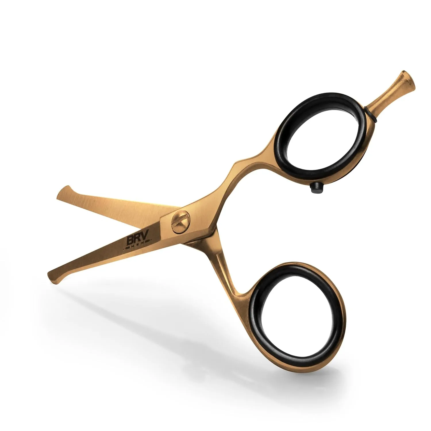 Rounded-Tip Small Trim Scissors for Men 4.2" | Titanium Series | Nose Hair Scissors for Men | Professional Grooming for Beard, Mustache & Ear Hair - RIGHT HANDED (Titanium Bronze)