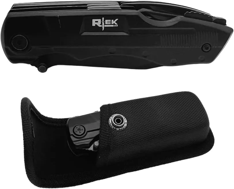 Rtek 4.5" Multi Tool Pocket Knife with Pliers Bottle Opener Screwdrivers & Sheath for Outdoor, Survival, EDC, Camping, and Every Day Carry, Gifts for Men (Black)