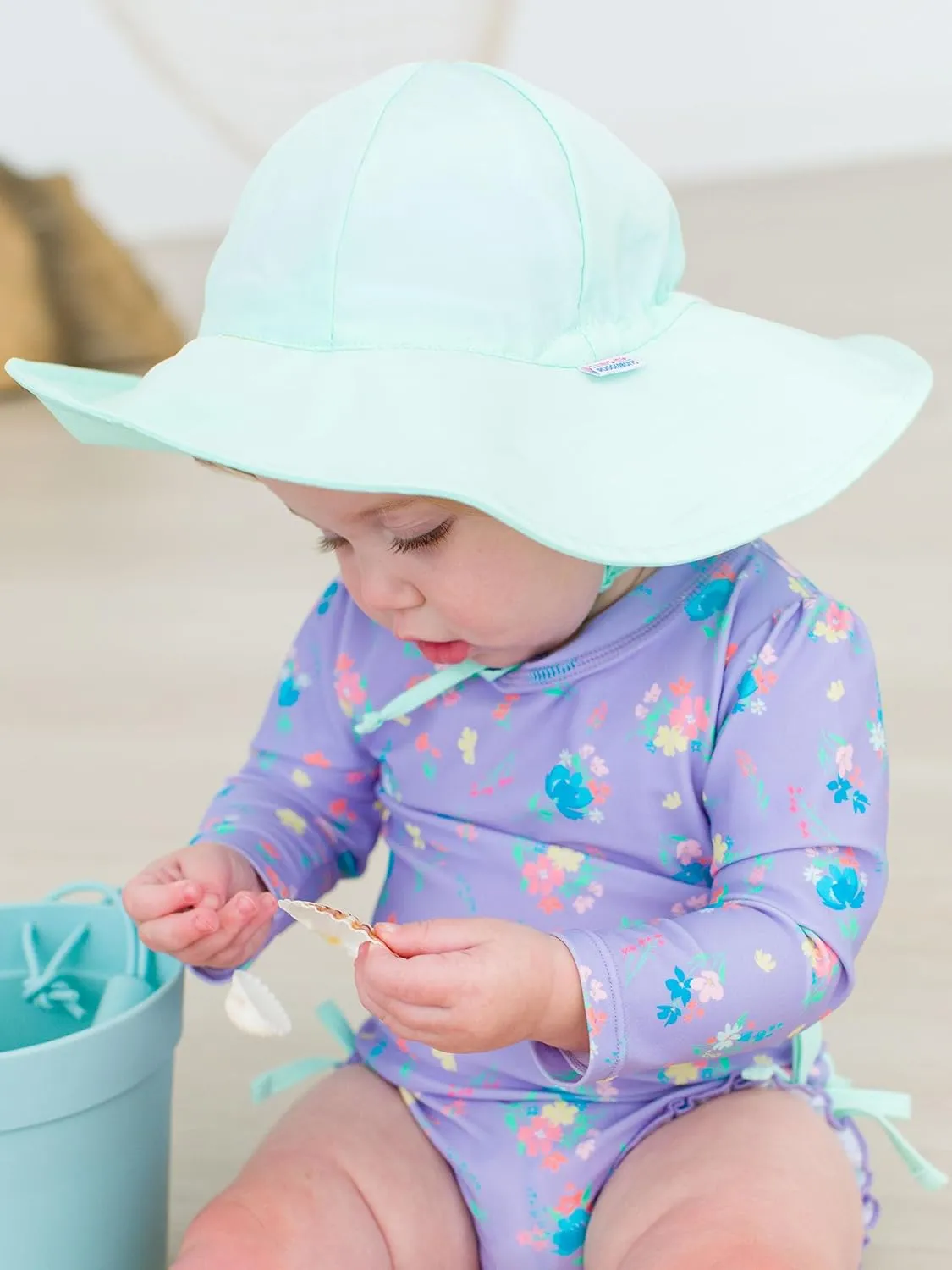 RuffleButts® Baby/Toddler Girls Baby/Toddler Sun Hat with UPF 50  Sun Protection and Floppy Wide Brim