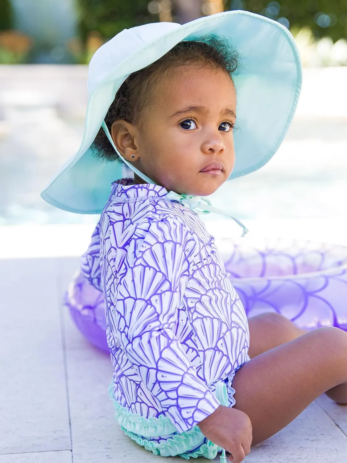 RuffleButts® Baby/Toddler Girls Baby/Toddler Sun Hat with UPF 50  Sun Protection and Floppy Wide Brim