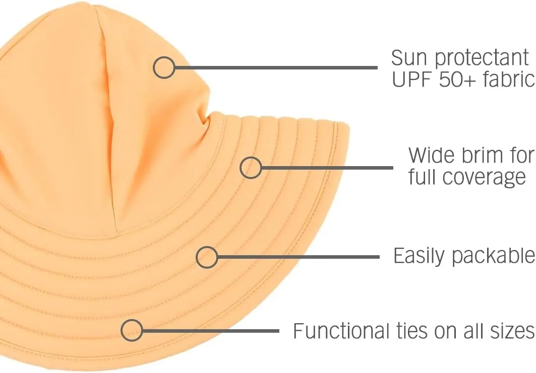 RuffleButts® Baby/Toddler Girls UPF 50  Sun Protective Wide Brim Swimwear Sun Hat