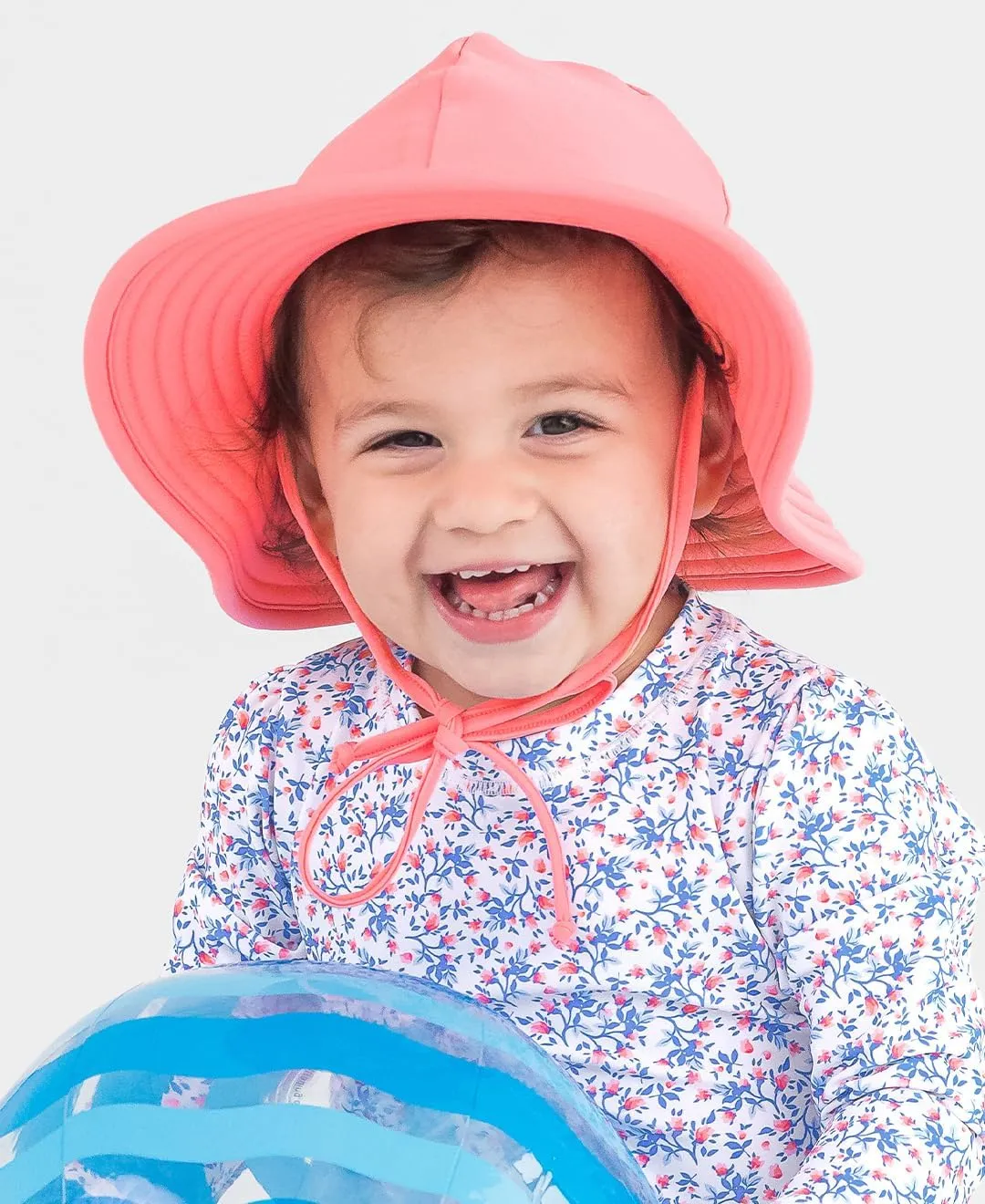 RuffleButts® Baby/Toddler Girls UPF 50  Sun Protective Wide Brim Swimwear Sun Hat