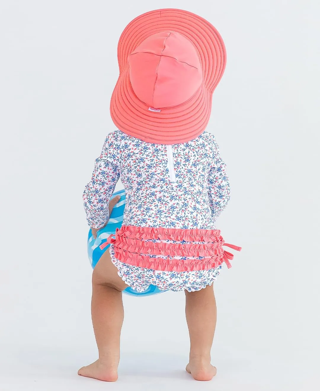 RuffleButts® Baby/Toddler Girls UPF 50  Sun Protective Wide Brim Swimwear Sun Hat