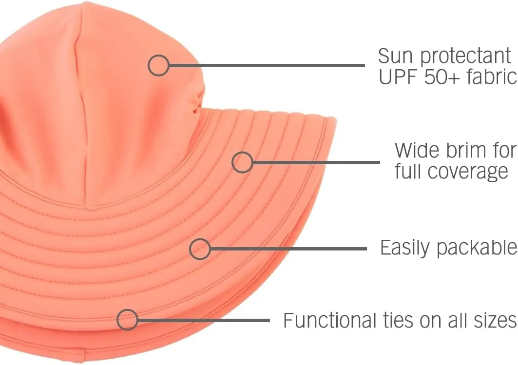RuffleButts® Baby/Toddler Girls UPF 50  Sun Protective Wide Brim Swimwear Sun Hat