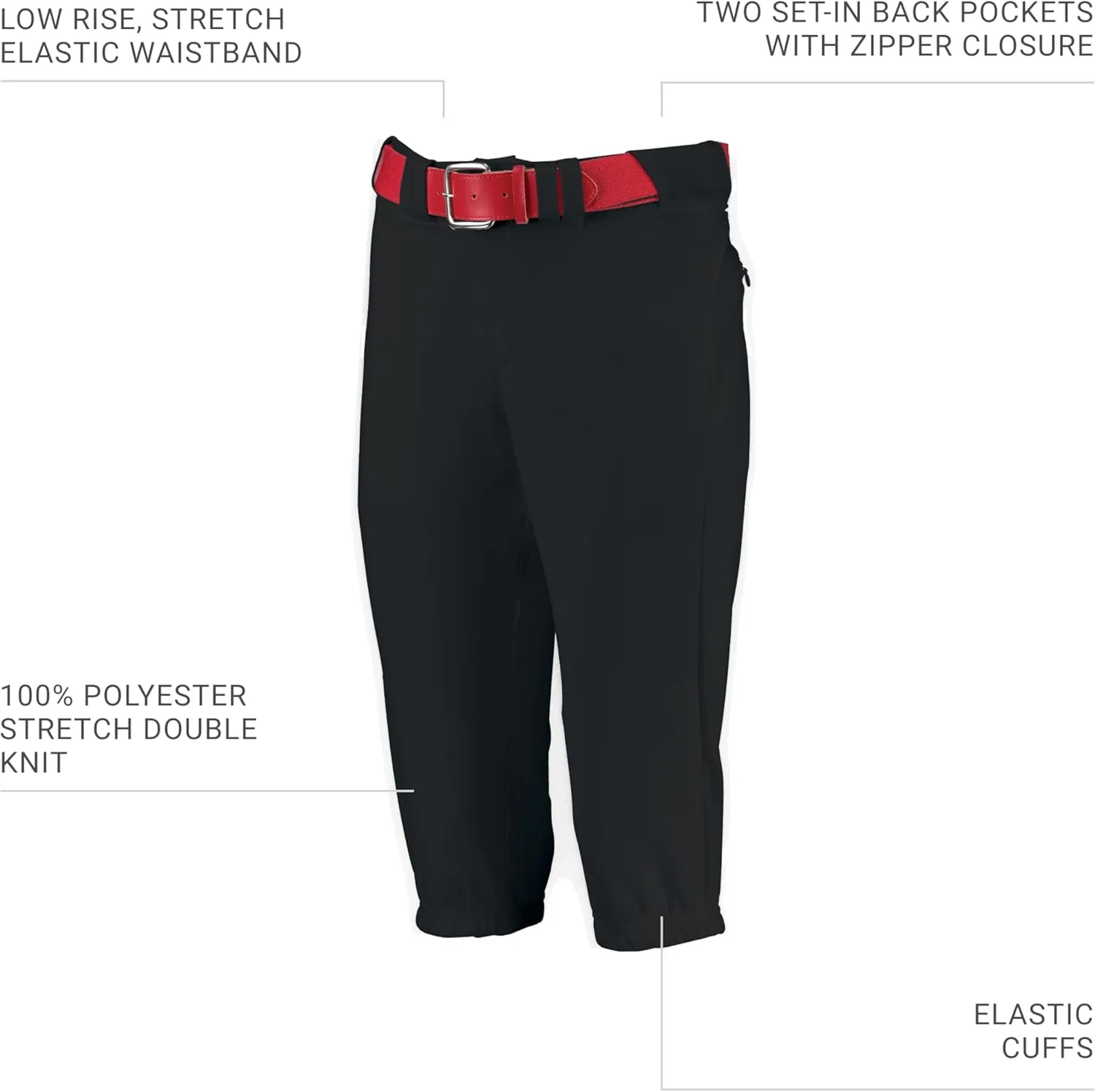 Russell Athletics Women's Low Rise Diamond Fit Softball Knicker Pants-Beltloop, Pockets, Comfortable & Stylish Bottoms