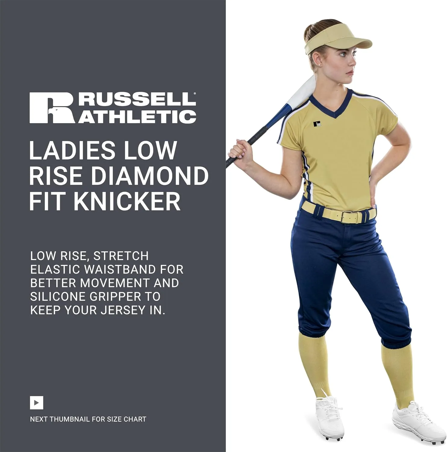 Russell Athletics Women's Low Rise Diamond Fit Softball Knicker Pants-Beltloop, Pockets, Comfortable & Stylish Bottoms
