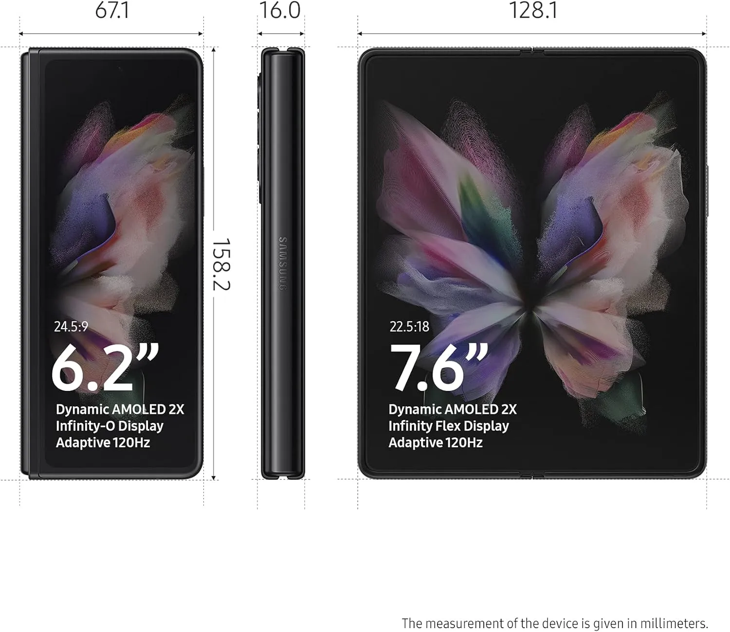 SAMSUNG Galaxy Z Fold 3 5G US Version, 256GB, Phantom Black - Unlocked (Renewed)