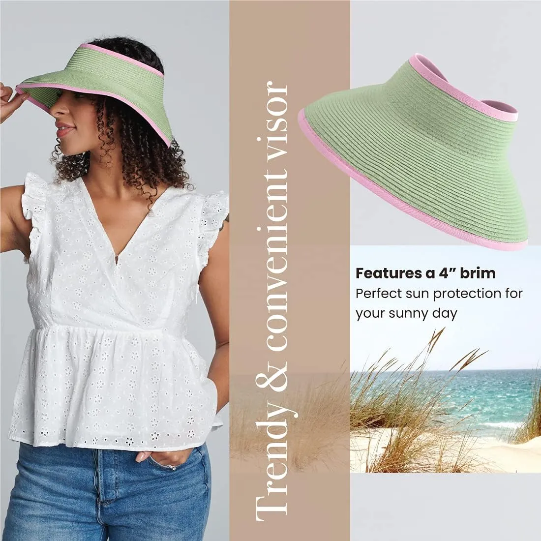 San Diego Hat Co. Women's One Size Ultrabraid Visor with Ribbon Binding, and Sweatband