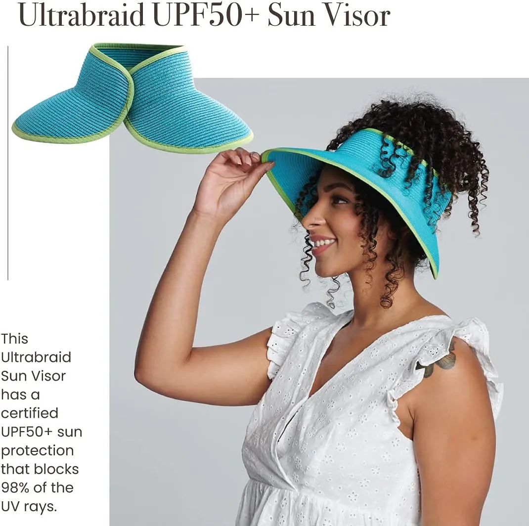 San Diego Hat Co. Women's One Size Ultrabraid Visor with Ribbon Binding, and Sweatband