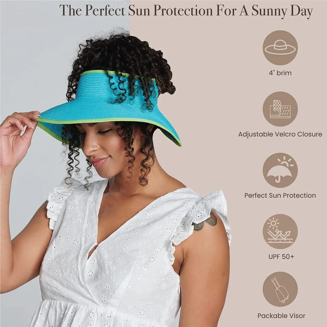 San Diego Hat Co. Women's One Size Ultrabraid Visor with Ribbon Binding, and Sweatband
