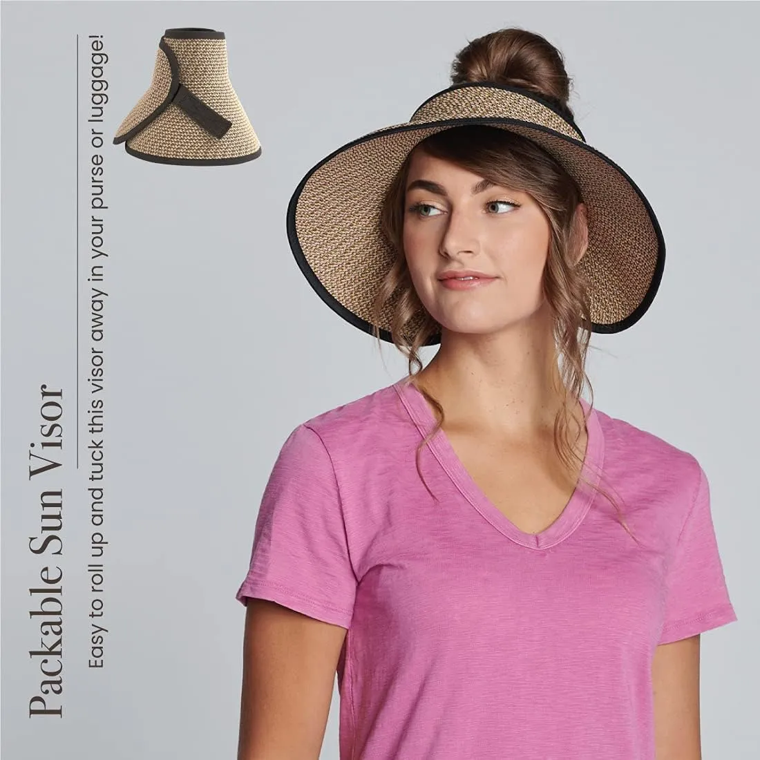 San Diego Hat Co. Women's One Size Ultrabraid Visor with Ribbon Binding, and Sweatband