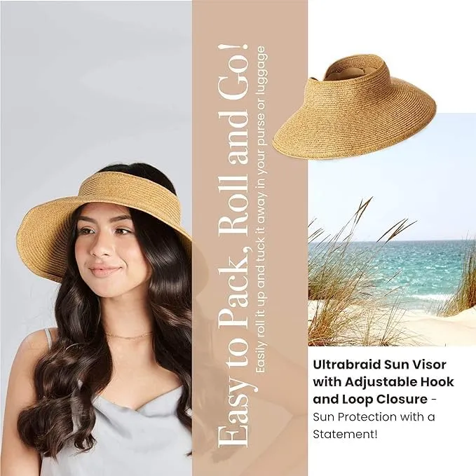 San Diego Hat Co. Women's One Size Ultrabraid Visor with Ribbon Binding, and Sweatband