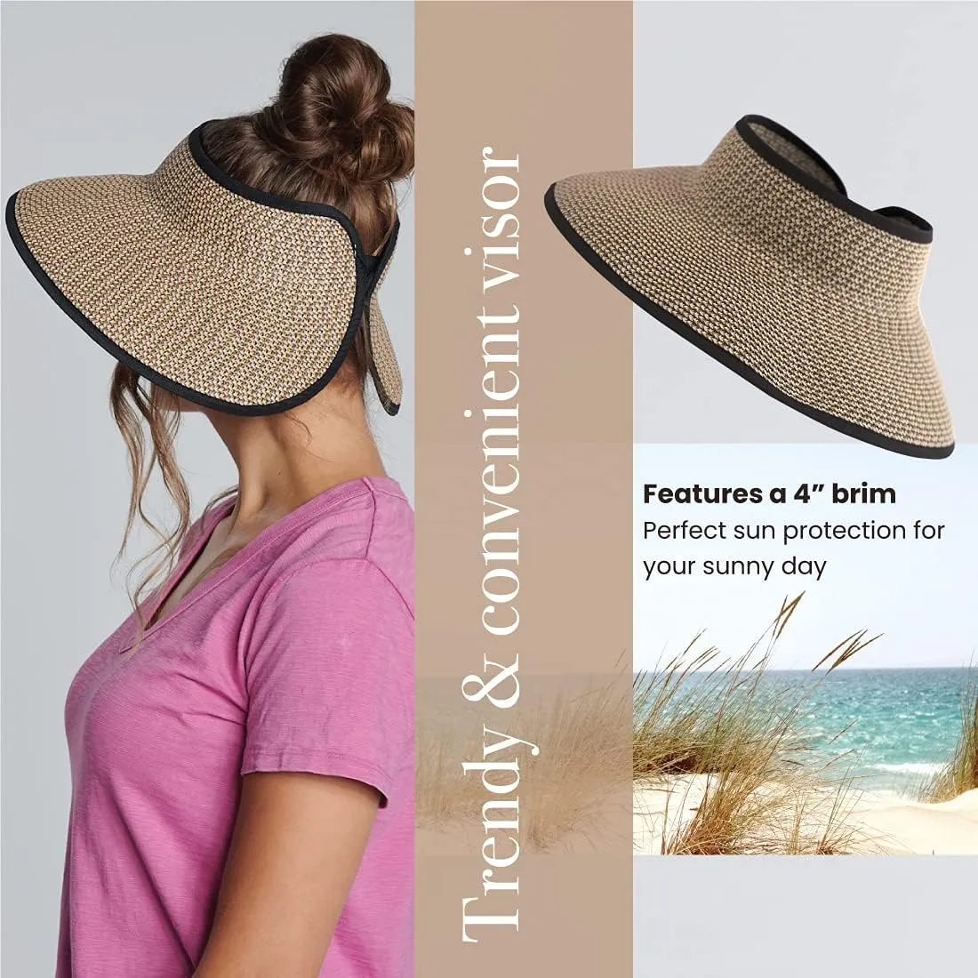 San Diego Hat Co. Women's One Size Ultrabraid Visor with Ribbon Binding, and Sweatband