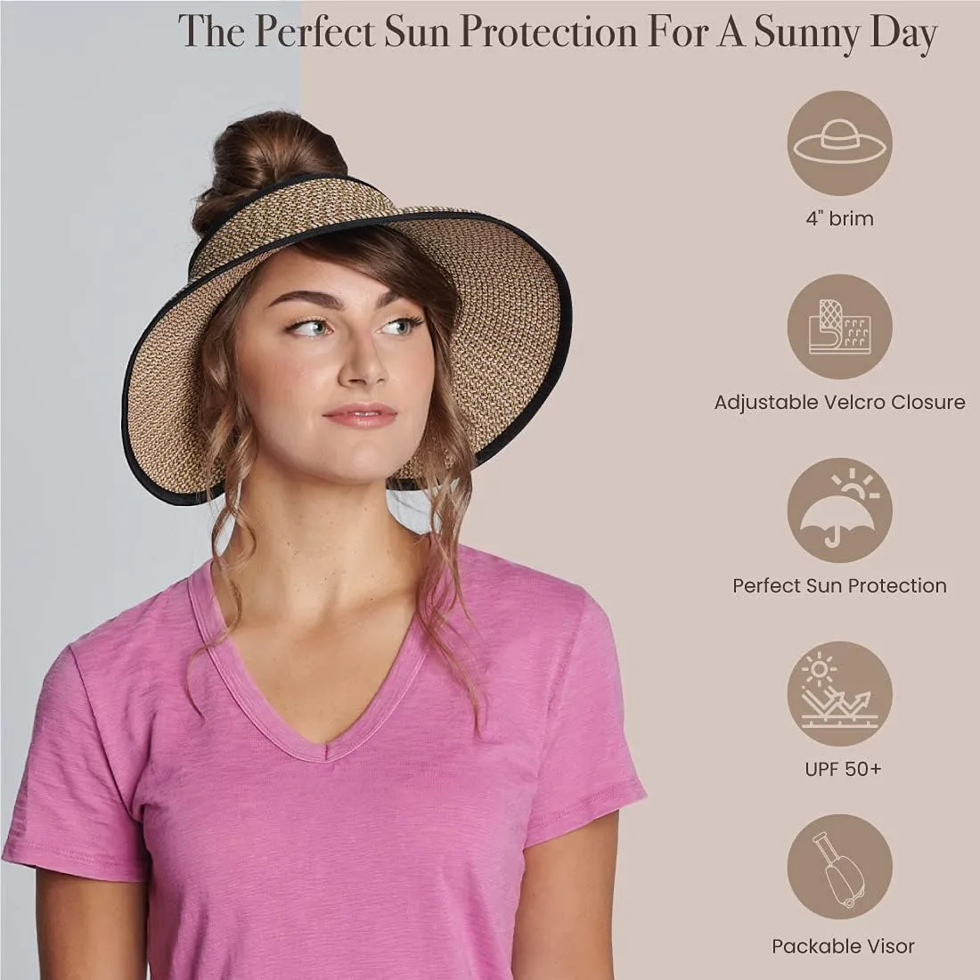 San Diego Hat Co. Women's One Size Ultrabraid Visor with Ribbon Binding, and Sweatband