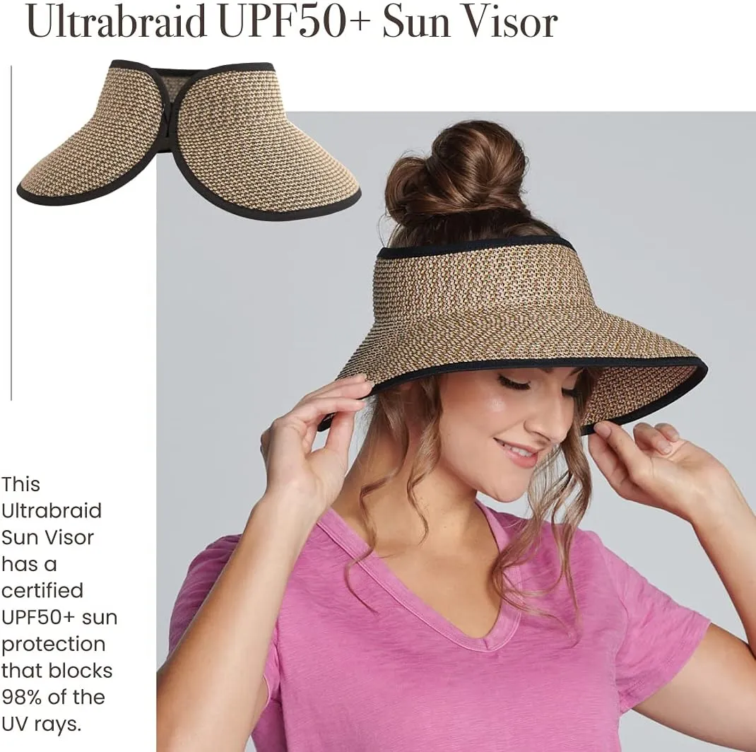 San Diego Hat Co. Women's One Size Ultrabraid Visor with Ribbon Binding, and Sweatband