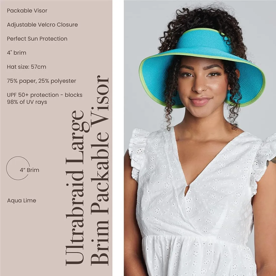 San Diego Hat Co. Women's One Size Ultrabraid Visor with Ribbon Binding, and Sweatband