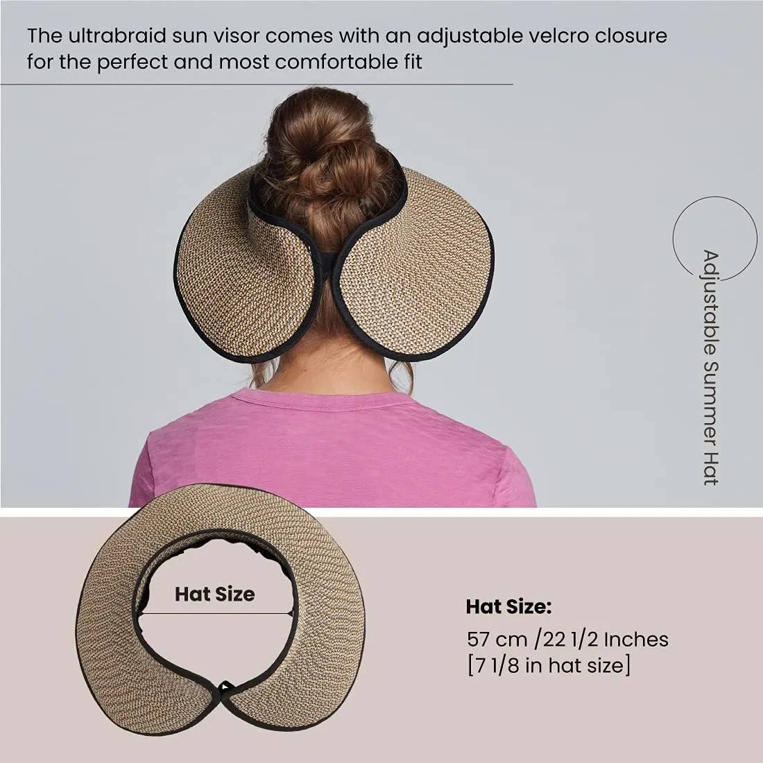 San Diego Hat Co. Women's One Size Ultrabraid Visor with Ribbon Binding, and Sweatband