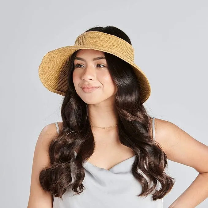 San Diego Hat Co. Women's One Size Ultrabraid Visor with Ribbon Binding, and Sweatband