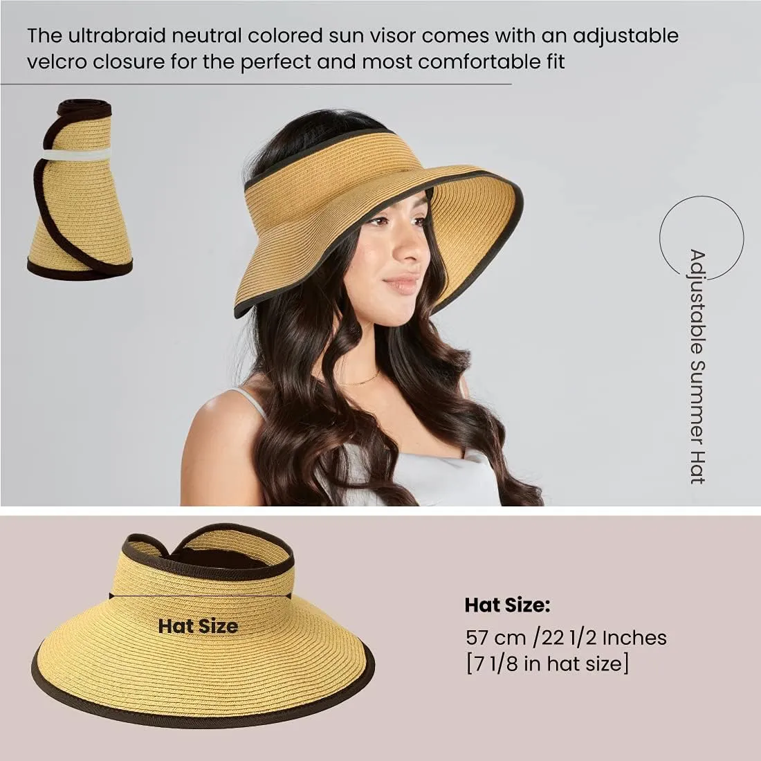 San Diego Hat Co. Women's One Size Ultrabraid Visor with Ribbon Binding, and Sweatband