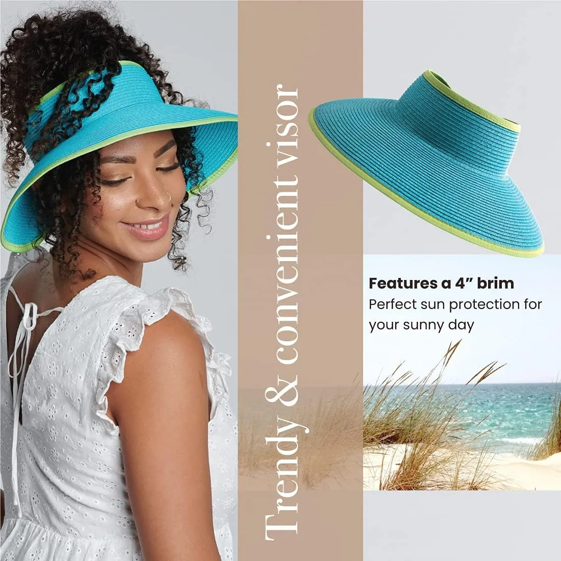 San Diego Hat Co. Women's One Size Ultrabraid Visor with Ribbon Binding, and Sweatband