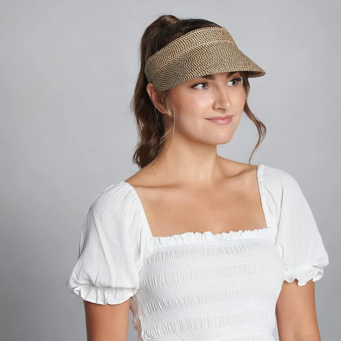 San Diego Hat Company Women's Mixed Braid Brim Visor with Velcro, Sun Hats for Women