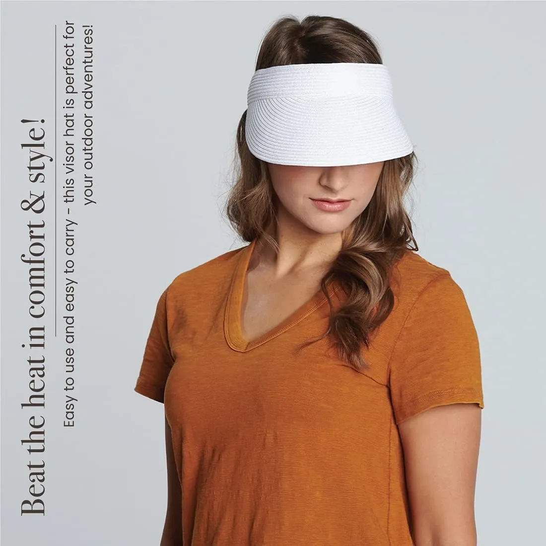 San Diego Hat Company Women's Mixed Braid Brim Visor with Velcro, Sun Hats for Women