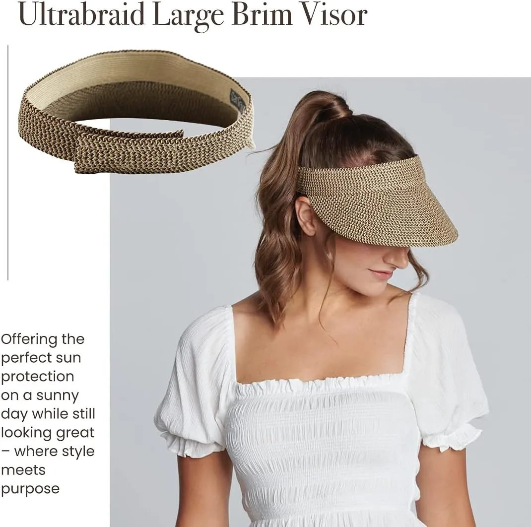 San Diego Hat Company Women's Mixed Braid Brim Visor with Velcro, Sun Hats for Women