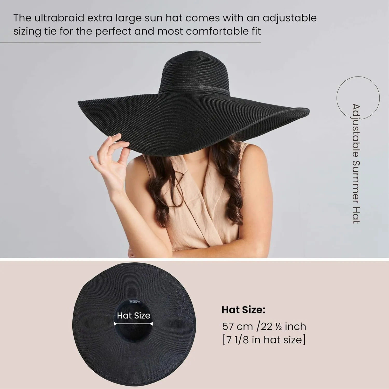 San Diego Hat Company Women's Ultrabraid X-Large Brim Hat, Adjustable Sun Hat with UPF 50 