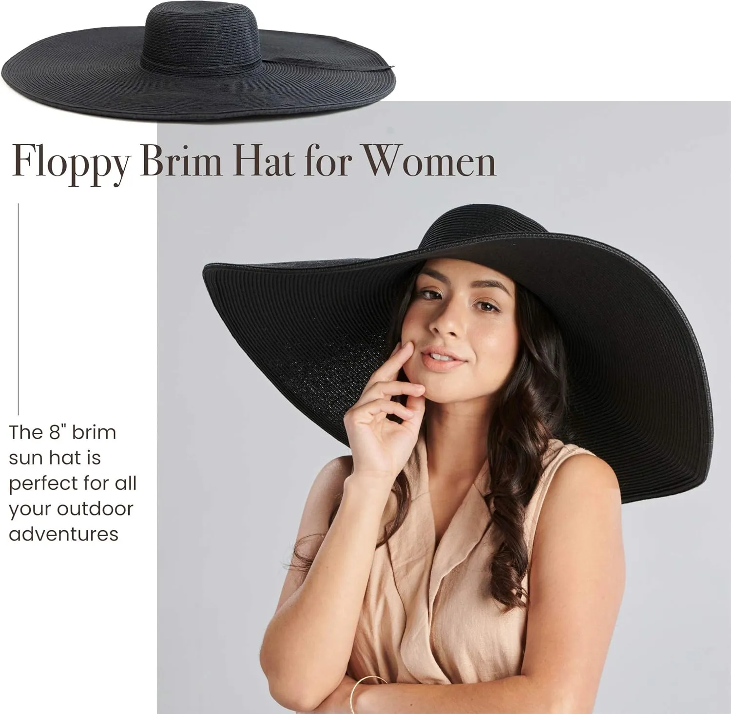 San Diego Hat Company Women's Ultrabraid X-Large Brim Hat, Adjustable Sun Hat with UPF 50 
