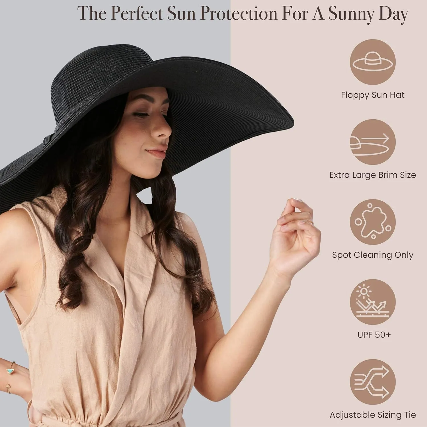 San Diego Hat Company Women's Ultrabraid X-Large Brim Hat, Adjustable Sun Hat with UPF 50 