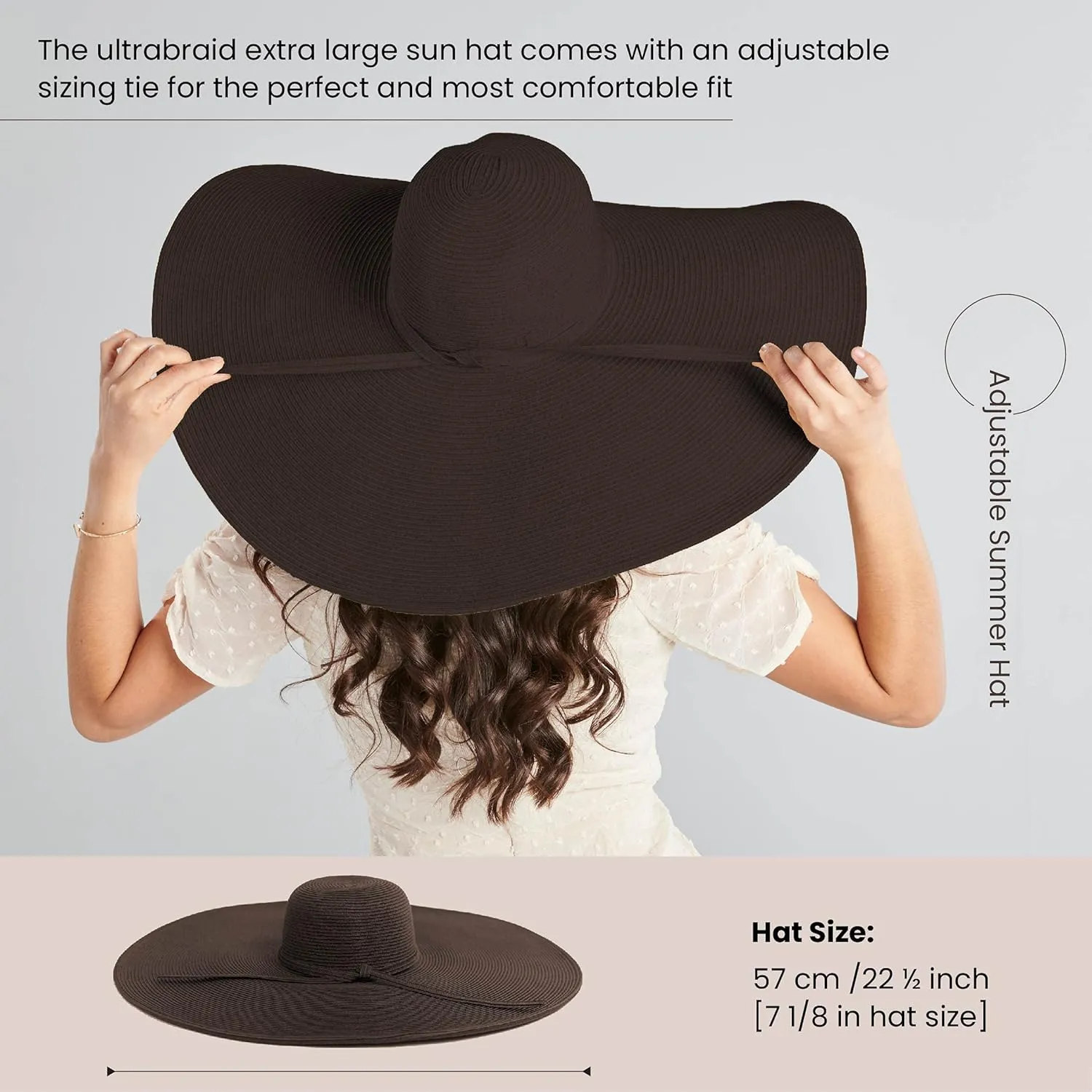 San Diego Hat Company Women's Ultrabraid X-Large Brim Hat, Adjustable Sun Hat with UPF 50 