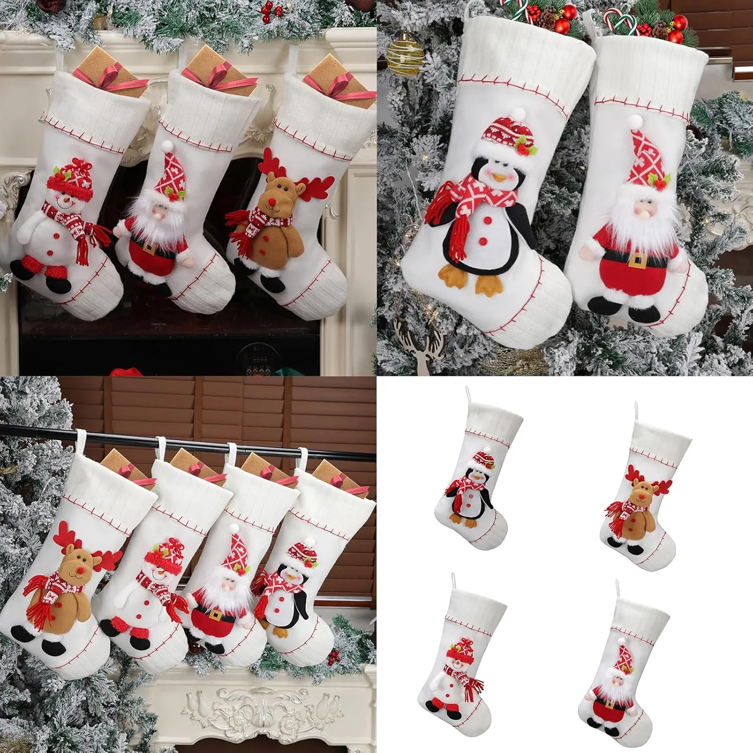 Santa/Snowman/Deer/Penguins Christmas Sock Large Capacity Stocking Hanging Gifts Bag For Home Festival Season Decoration