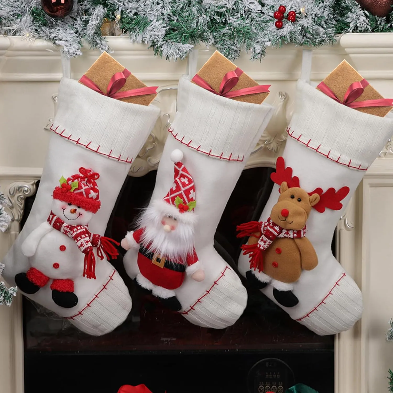 Santa/Snowman/Deer/Penguins Christmas Sock Large Capacity Stocking Hanging Gifts Bag For Home Festival Season Decoration