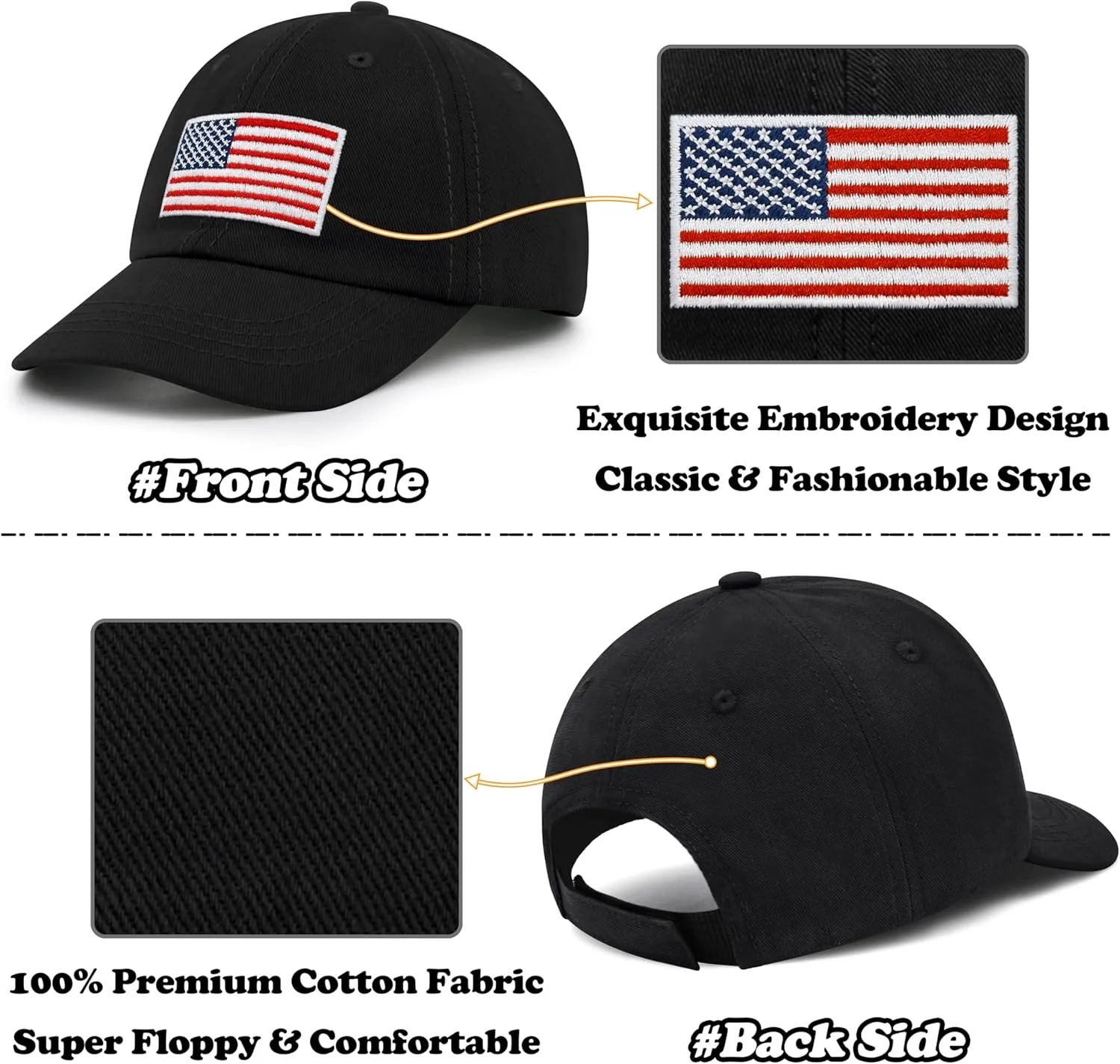 Sarfel Toddler Baseball Cap - USA Flag Design, American Style, Infant & Kids Sizes