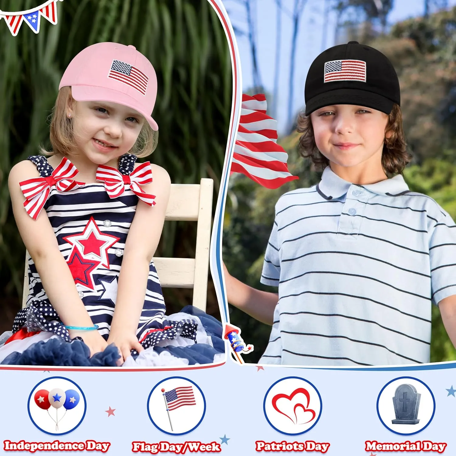 Sarfel Toddler Baseball Cap - USA Flag Design, American Style, Infant & Kids Sizes