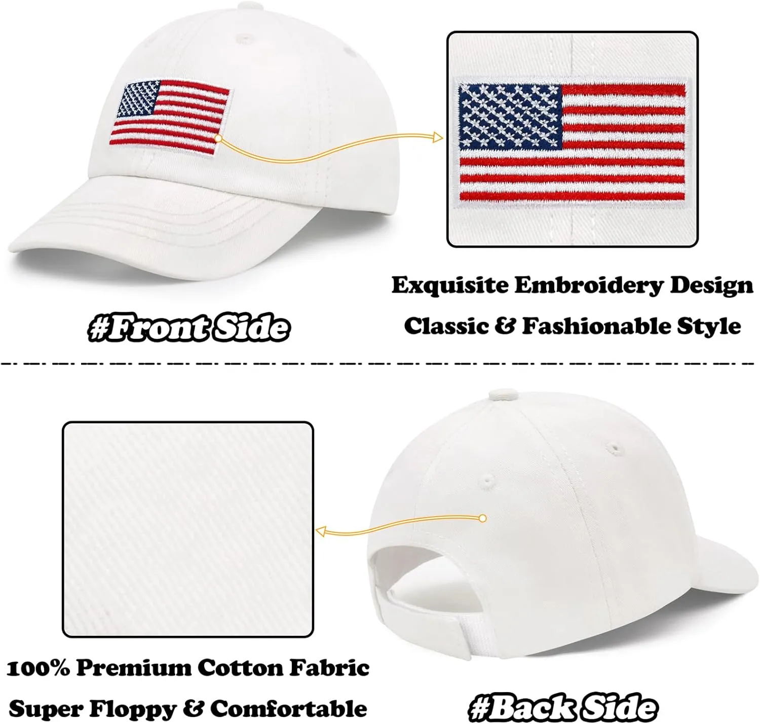 Sarfel Toddler Baseball Cap - USA Flag Design, American Style, Infant & Kids Sizes