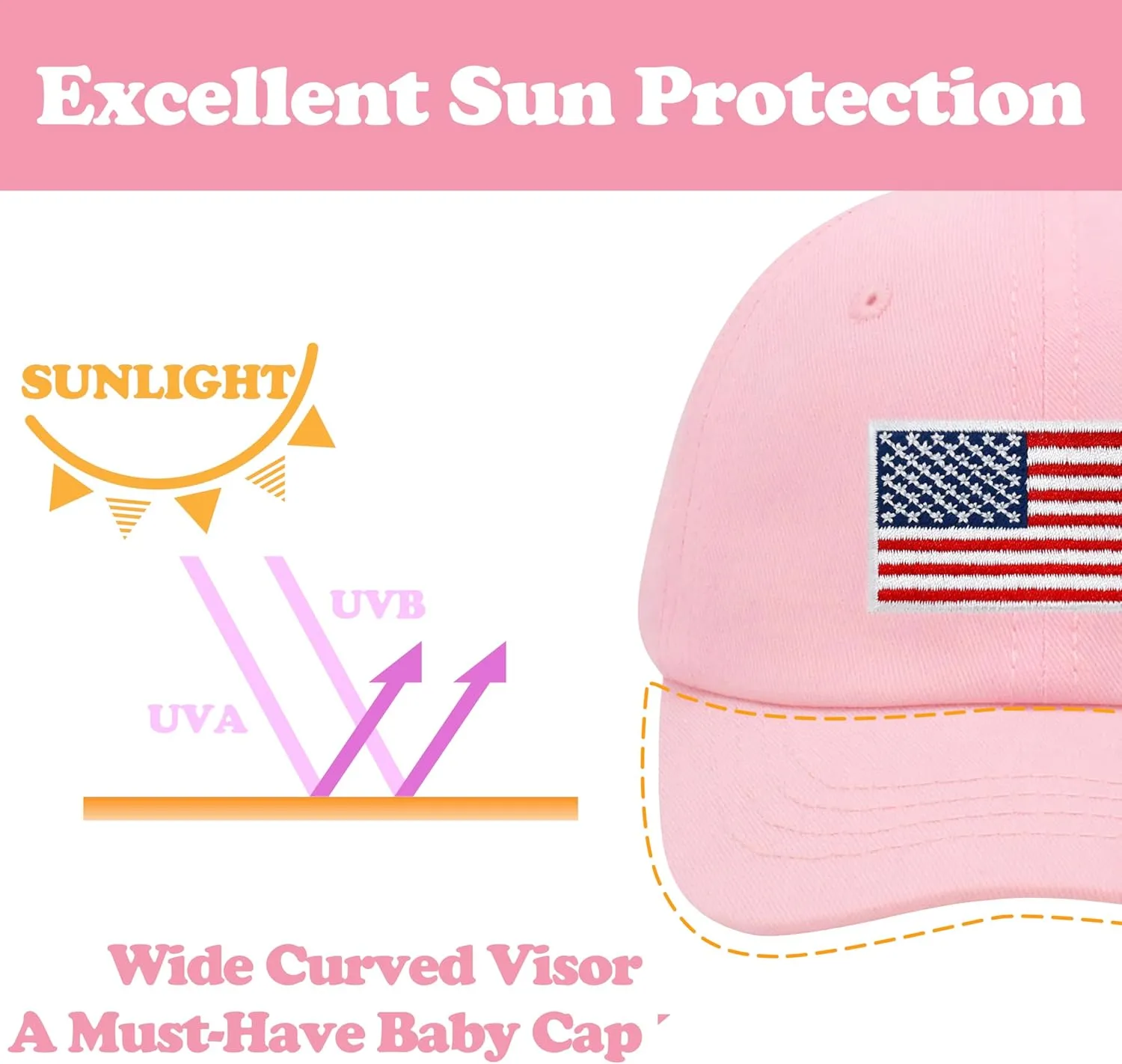 Sarfel Toddler Baseball Cap - USA Flag Design, American Style, Infant & Kids Sizes