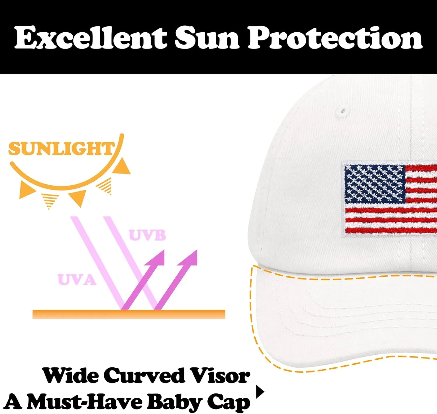 Sarfel Toddler Baseball Cap - USA Flag Design, American Style, Infant & Kids Sizes