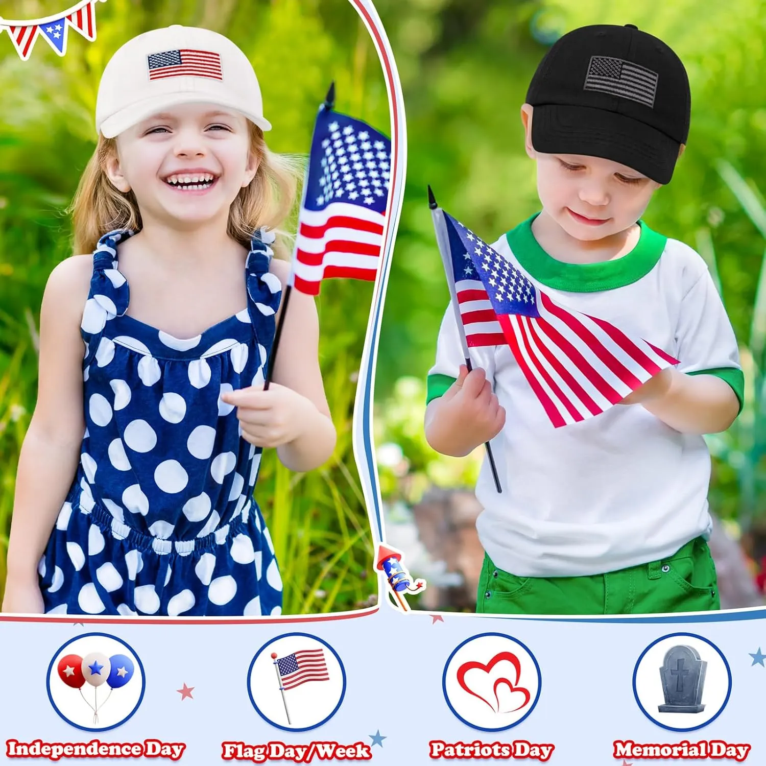 Sarfel Toddler Baseball Cap - USA Flag Design, American Style, Infant & Kids Sizes