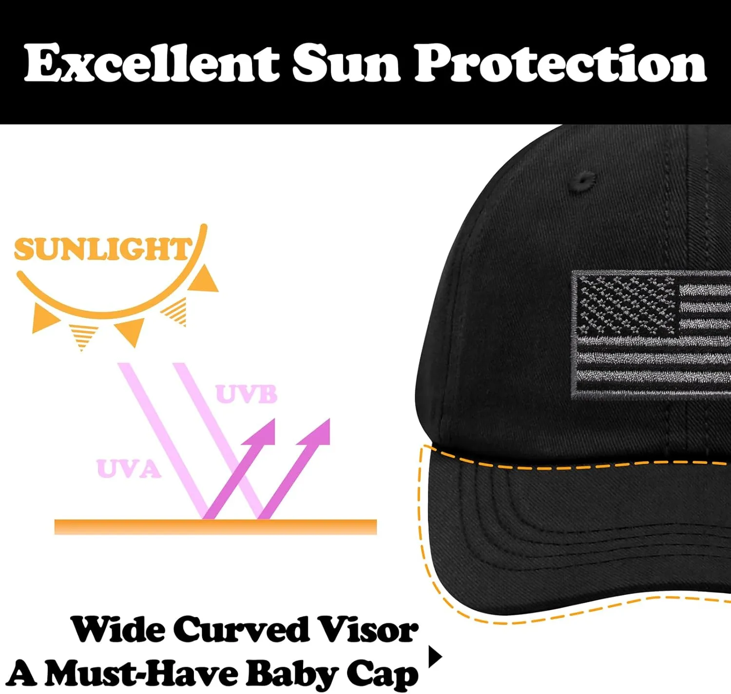Sarfel Toddler Baseball Cap - USA Flag Design, American Style, Infant & Kids Sizes