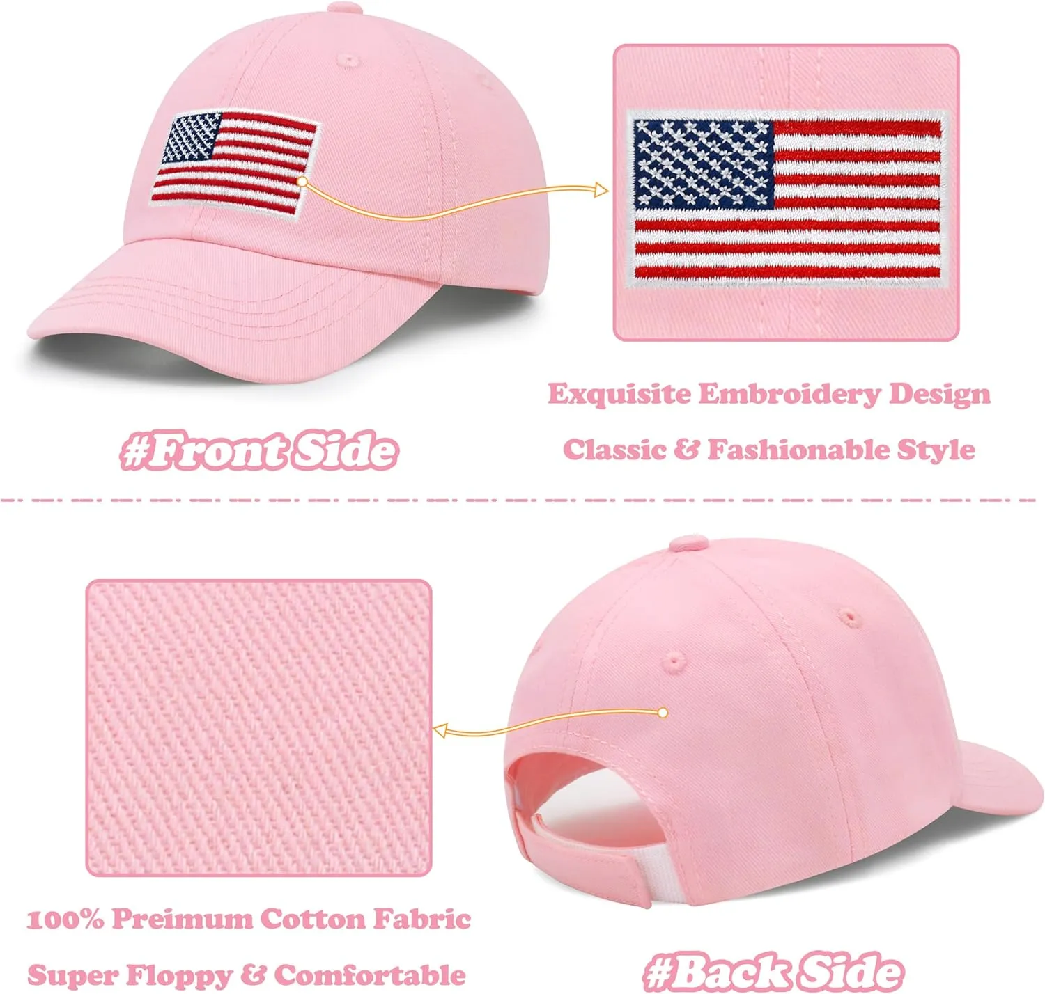 Sarfel Toddler Baseball Cap - USA Flag Design, American Style, Infant & Kids Sizes