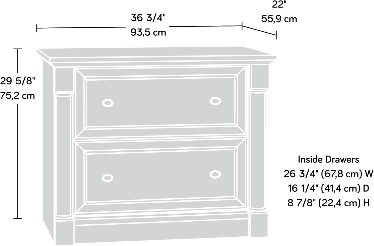 Sauder Palladia Lateral File, L: 36.81" x W: 22.01" x H: 29.62", Select Cherry