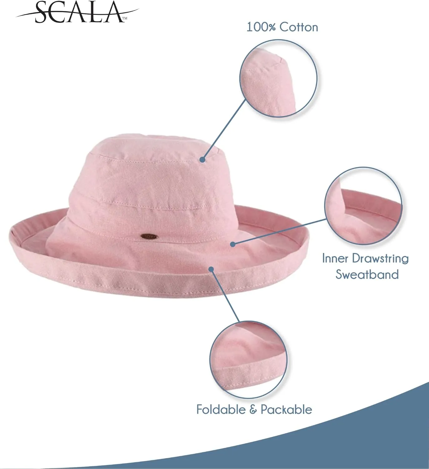 Scala Women's Cotton Hat with Inner Drawstring and Upf 50  Rating