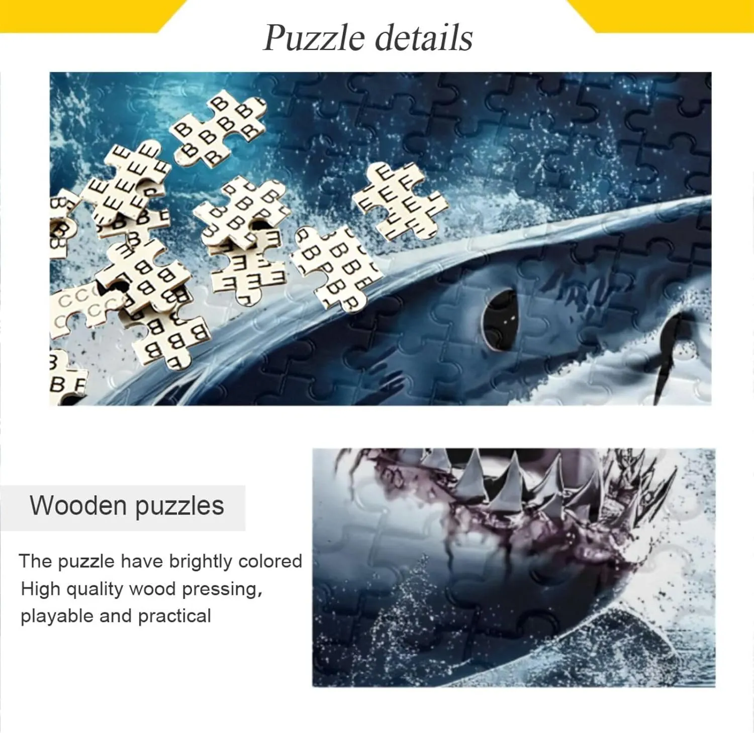 Scary Big Fish Ocean Jigsaw Puzzle 1000 Piece, Educational Intellectual Decompression Puzzle Game Jigsaw Puzzle for Adult Active Thinking Party Entertainment, Family Games