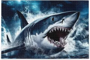 Scary Big Fish Ocean Jigsaw Puzzle 1000 Piece, Educational Intellectual Decompression Puzzle Game Jigsaw Puzzle for Adult Active Thinking Party Entertainment, Family Games