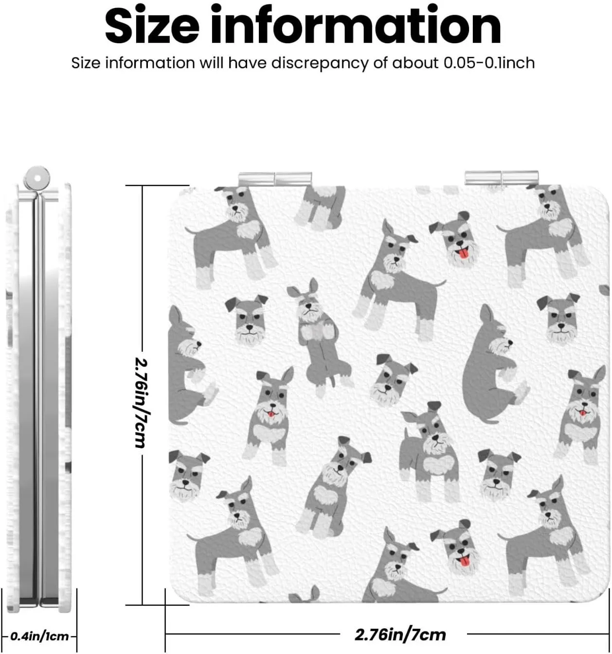 Schnauzer Pattern Women Mini Cosmetic Mirror Folding Portable Pocket Makeup Mirror