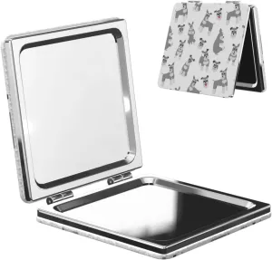 Schnauzer Pattern Women Mini Cosmetic Mirror Folding Portable Pocket Makeup Mirror