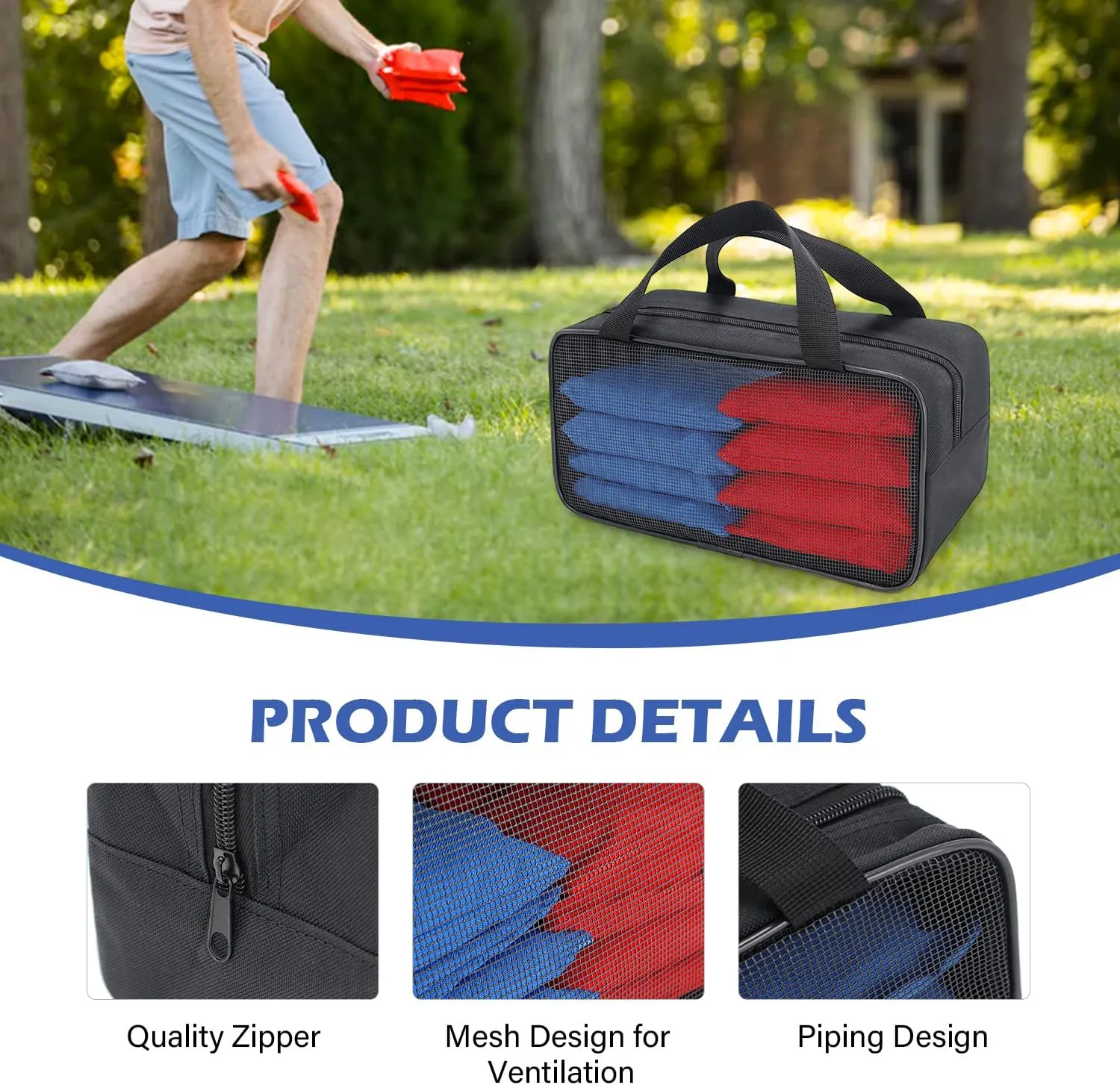 SCOTTCHEN Cornhole Bag Carry Case Carrying Pouch Accessories Utility Storage Box,Black bag only -2 Pack