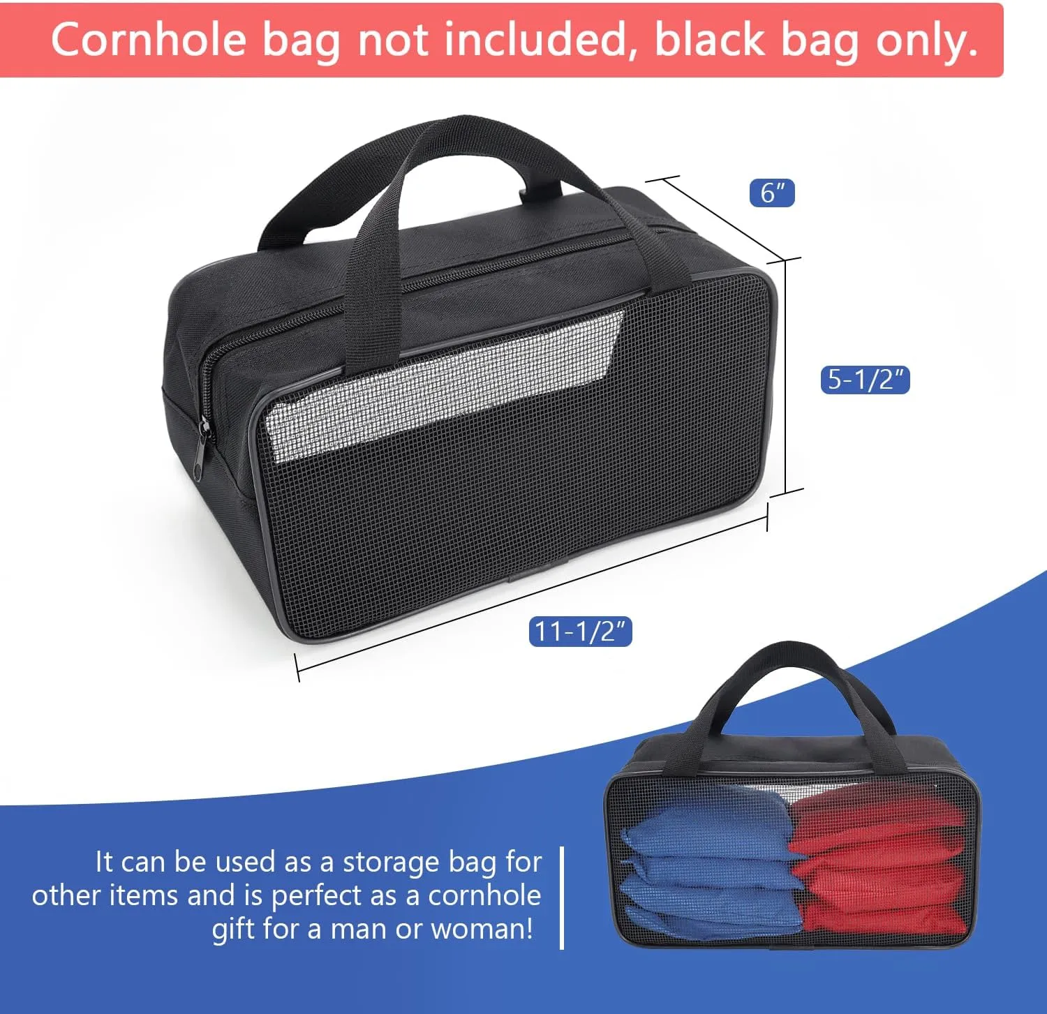 SCOTTCHEN Cornhole Bag Carry Case Carrying Pouch Accessories Utility Storage Box,Black bag only -2 Pack