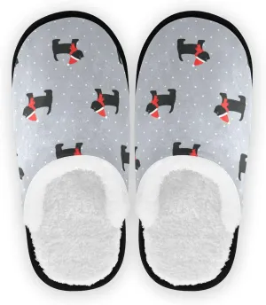 Scottish Terrier Xmas Hat Spa Slippers Cute Dogs Polka Dots House Slippers Memory Foam Slippers Indoor Outdoor Home Shoes L for Men Woman
